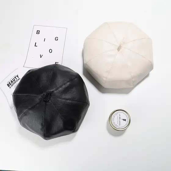 Preto couro do plutônio bebê abóbora chapéu versão coreana japonês britânico Retro pintor chapéu bonito crianças boina c