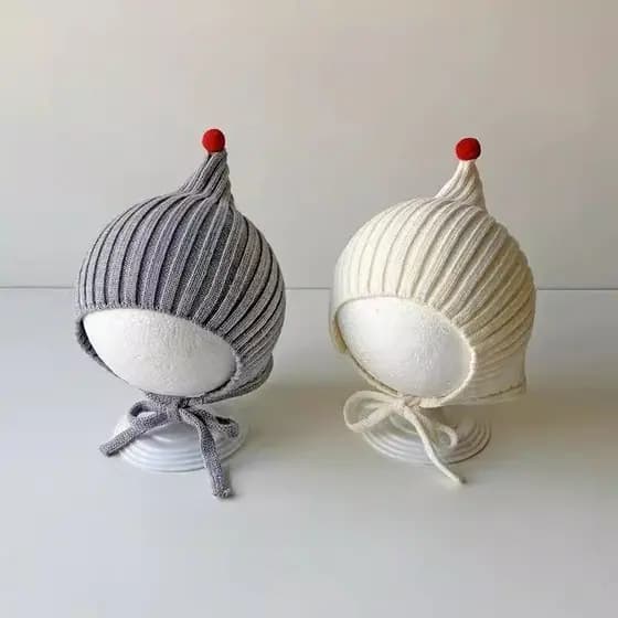 Chapéu infantil 0 a 3 meses outono inverno estilo chapéu de malha pequeno mês idade bebê chapéu de lã bonito Super bonit