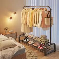 Rack de secagem simples para chão, cabide doméstico para quarto, dormitório, cabide, varanda interna, roupas legais, rac