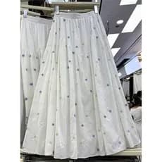 Pequeno fresco bordado flor onda costura saia feminina verão novo estilo versão coreana cintura alta A linha saia de com