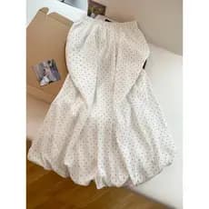 PANiA PANiA pato ~ branco Polka Dot saia feminina verão 2026 mais magro olhar Drape A linha flor Bud saia de comprimento
