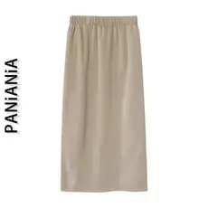 Panianania saia dividida feminina primavera outono comprimento médio cintura alta solta mais magro olhar braço de seda g