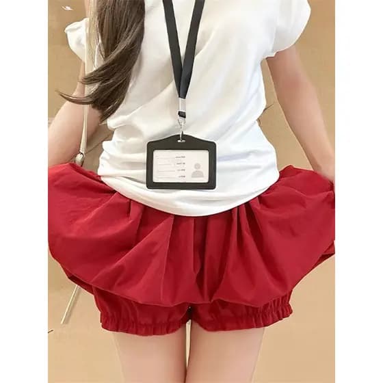 Red Bud Culottes feminino verão cintura alta mais magro olhar a linha saia pequeno cara Anti-reflexo nuvem inchado saia