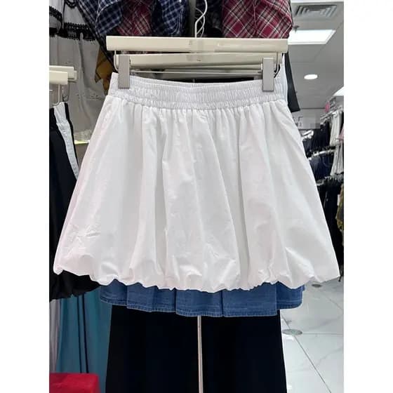Ballet estilo Preppy saia de cor sólida feminina verão 2026 novo estilo pequeno cintura alta mais magro olhar a linha fl