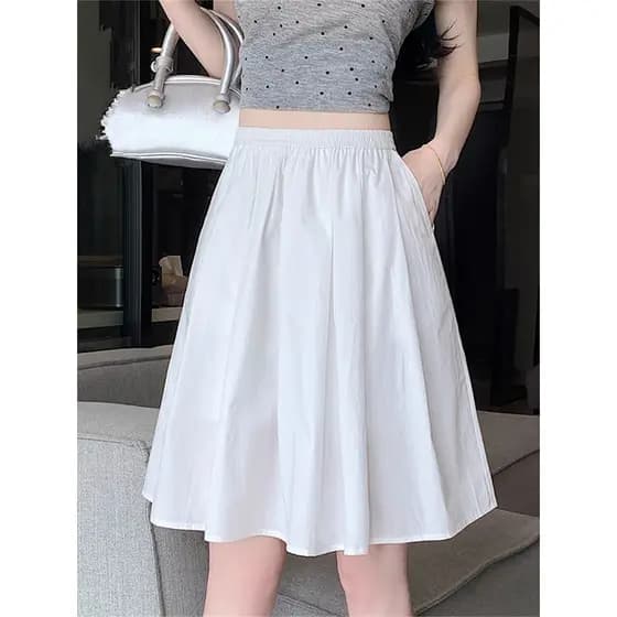 Branco Yamamoto saia feminina verão estilo fino novo estilo Anti-reflexo cintura alta A linha saia estilo Preppy saia pl