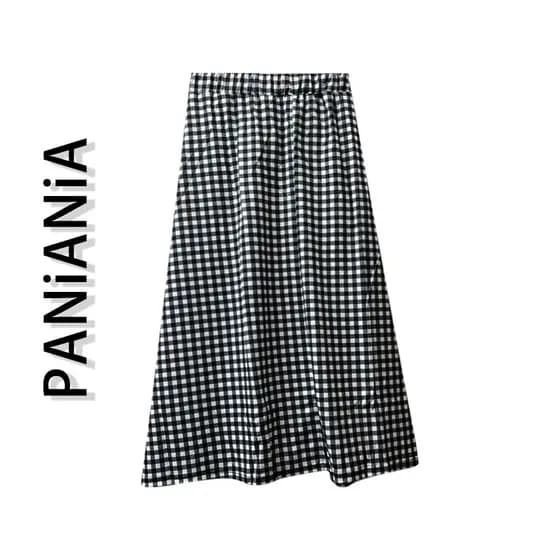 Panianjia francês Retro elegante verificado saia feminina outono inverno 2023 novo estilo cobrindo virilha comprimento m