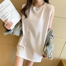 Colete feminino de comprimento médio em camadas novo estilo camisa de fundo sem mangas fundo interno branco estilingue m