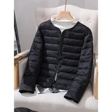 Jaqueta acolchoada feminina curta novo estilo inverno roupa interior quente leve jaqueta colete em torno do pescoço senh