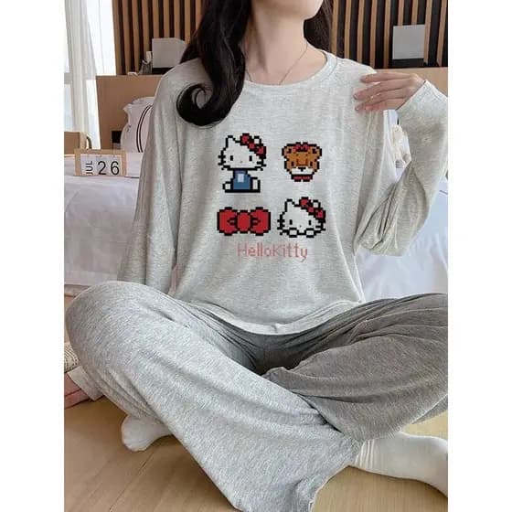 Pijamas de algodão feminino primavera outono estilo 2025 novo estilo estudante bonito outono inverno pode usar fora de m