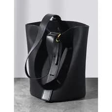 Bolsa balde de couro de primeira camada Bolsa de ombro feminina Novo estilo Europeu Americano Bolsa Tote de grande capac