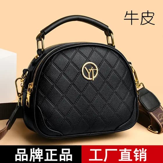 Bolsa feminina de couro genuíno 2024 novo estilo versão coreana moda mãe de meia-idade saco All-Match couro macio Multi-