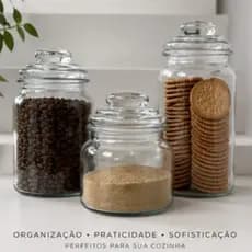 Potes de Vidro com Tampa Pote Hermético Canelado e Liso Decorativo Cozinha Organizador Mantimentos Conjunto Jogo de Pote