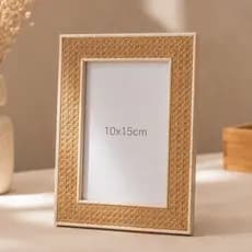 Porta Retrato 10x15 Moldura Estilo Rattan Madeira Porta Retrato de Mesa Decorativo Foto Quadro Elegante Boho