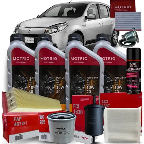 Kit Revisão Troca de Óleo E Filtros Sandero 1.0 16v Hi-flex 2007 2008 2009 2010 2011 2012 2013 2014