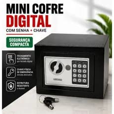 Cofre Eletrônico Digital Com Teclado Senha Chave Reserva Segurança Portátil Preto
