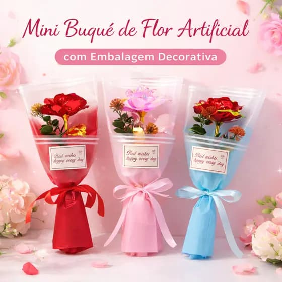 Mini Buquê de Flor Artificial Metalizada | 1 Unidade | Presente Delicado Decorativo