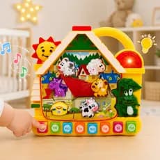 Teclado Casinha Bichinhos Musical Infantil com Luz e Som | Art Brink
