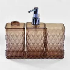 Kit Banheiro Glamour Âmbar 4 Peças com Bandeja Organizador Lavabo Plasútil