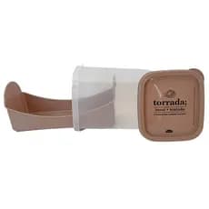 Porta Biscoito e Torrada Plasútil com Bandeja e Tampa Bege Taupe BPA Free