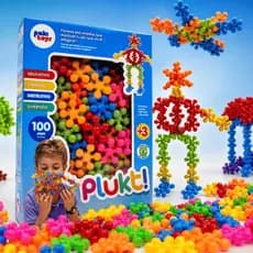 Brinquedo de Montar Plukt! 100 Peças Coloridas Educativo Criativo Infantil +3 Paki Toys