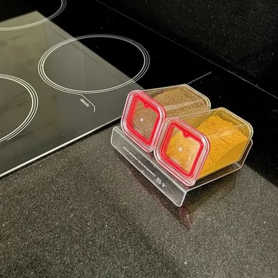 Kit Porta Temperos 2 Potes Herméticos com Suporte Modular Plasútil