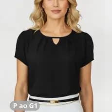 Blusa Feminina Crepinho Premium Direto da Fábrica Moda Evangélica Manga Curta