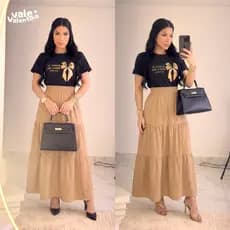 Conjunto Feminino Evangélico Alfaiataria Modesta | Saia longa+ Blusa 100% Algodão | Elegante, Chic, Culto e Dia