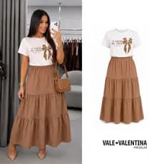 Conjunto Feminino Alfaiataria Moda Evangélica Saia Longa Blusa Elegante Social Modesta Roupa para Igreja Culto