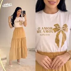 Conjunto Feminino Evangélico Alfaiataria Modesta | Saia longa+ Blusa 100% Algodão | Elegante, Chic, Culto e Dia a dia