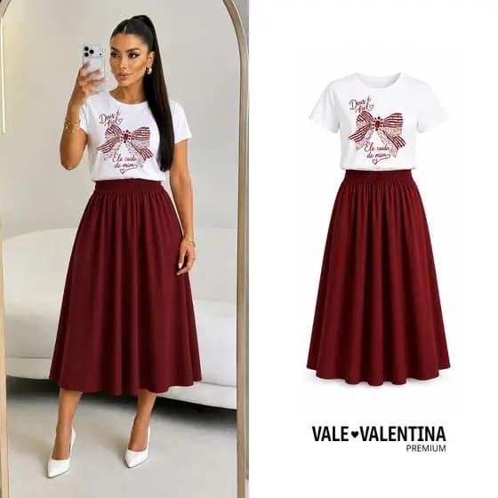 Conjunto Saia mid + Blusa Algodão | Feminino Evangélico Modesto  | Elegante, Chic, Culto e Dia a dia Jesus Igreja