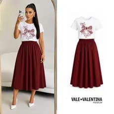 Conjunto Saia mid + Blusa Algodão | Feminino Evangélico Modesto  | Elegante, Chic, Culto e Dia a dia Jesus Igreja