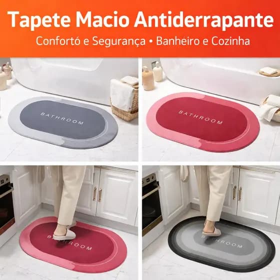 Tapete Banheiro Mágico Antiderrapante Ultra Absorvente Casa Sortido