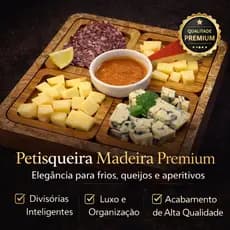 Petisqueira Madeira Divisórias Tábua de Frios Queijos Petiscos Aperitivos Gourmet Premium