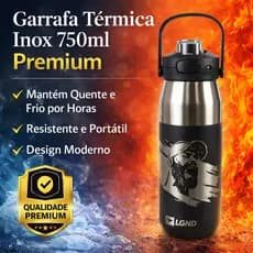 Garrafa Térmica Inox 750ml  Mantém Quente e Frio por Horas, Resistente, Portátil, Design Moderno