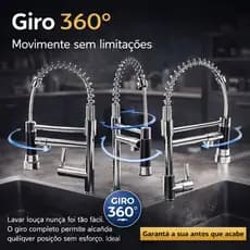 Torneira Mesa Cozinha Ducha Extensível Altura 515cm Aço Inox Resistente Design Moderno