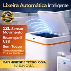 Lixeira Automática Inteligente 12L Sensor Movimento  Sem Toque Tampa Automática Cozinha Banheiro