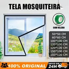 Tela Mosquiteiro para Janela e Porta com Velcro Fibra de Vidro Resistente Lavável Fácil Instalação
