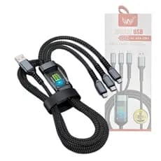 Cabo 3 em 1 Carregador 100W Tipo-C Lightning V8 Altomex Fusion PowerLink Cabo Turbo Universal