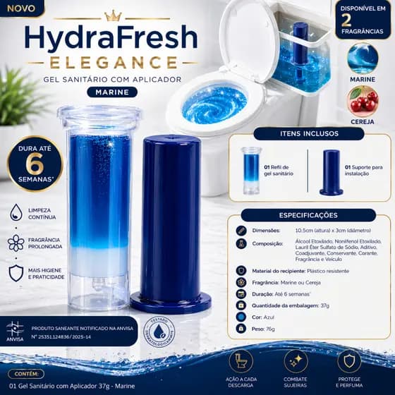 Gel Sanitário Caixa Acoplada Até 6 Semanas Limpeza Automática Anti Odor Marine ou Cereja banheiro