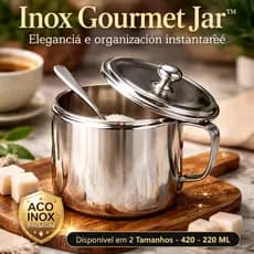 Açucareiro Inox 420ml com Colher Pote Inoxidável com Tampa Resistente Cozinha moderno  café suco