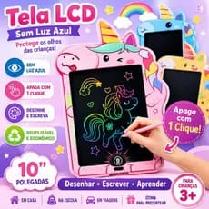Lousa Magica Infantil Tablet LCD 10 Unicornio Escrever Desenhar Colorido Brinquedo Educativo Menina Menino Presente