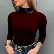 Cacharrel Blusa de Frio Gola Alta Modelo Canelado