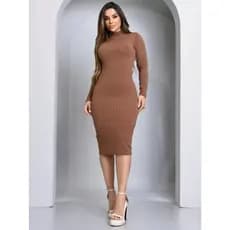 Vestido Manga Longa Gola Alta Cacharrel Curto Inverno