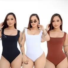 KIT 3 Body Quadrado Suplex Alças Grossas Moda Feminina