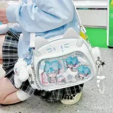 Saco De Ombro PU Para Mulheres Corpo Cruzado Kawaii Cat Ita Bag Vintage Estético Coreano Japão Harajuku Estilo Mochilas