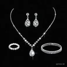 Conjunto de Joias Luxuosas com Zircônia Colar Brincos Anel para Noiva e Ocasiões Especiais