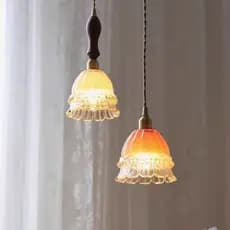 Retro estilo japonês vidro pequena água-viva pequeno lustre simples moderno barra francesa corredor janela quarto lâmpad
