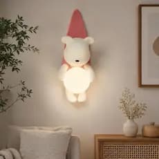 Nórdico creme arandela de parede urso resina criativo três tons luz luminária de parede quarto criança sala estar 220V