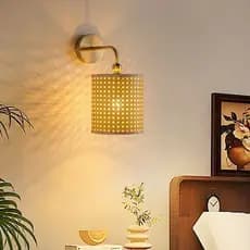 Japonês Vintage Lâmpada De Parede LED Rattan Abajur Metal Corpo Luz Ffor Quarto Sala Estar Jantar Corredor
