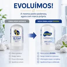 Antitranspirante Natural Pedra de Alume Divora 60g Proteção 24h sem Perfume para Axilas Secas